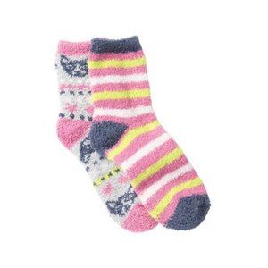Free Press Frenchie Dog Fairisle/Striped Fuzzy Sock Set